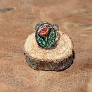 Handmade carved and painted clay and resin statement ring. Classic. Quirky. Fun.